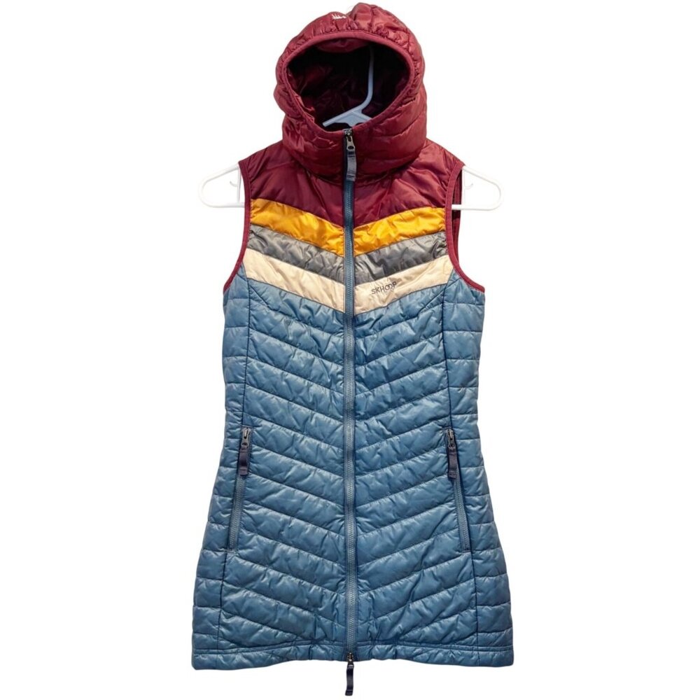 Skhoop Paige Long Puffer Hooded Vest Size XS